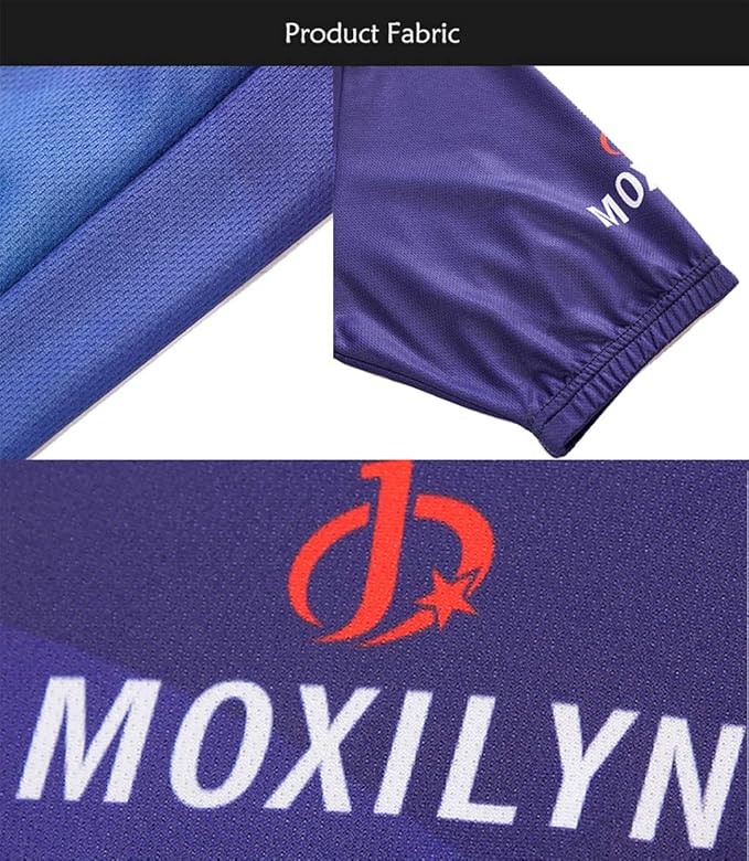 MOXILYN Men's Cycling Jersey Full Zip Riding Clothing Mountain Bike Tops Quick Dry - Bike Shirts