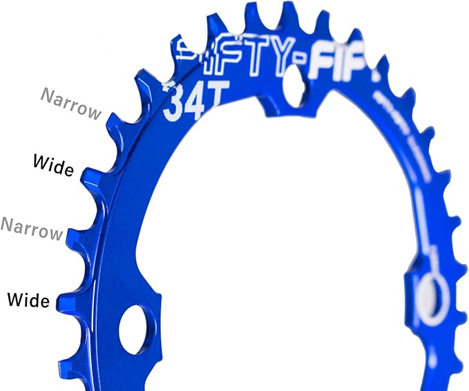 FIFTY-FIFTY Round 104BCD Chainring, 30T 32T 34T 36T Narrow Wide Mountain Bike Chainring, Single Chainring for 9/10/11-Speed with 4 Alloy Chainring Bolts for MTB