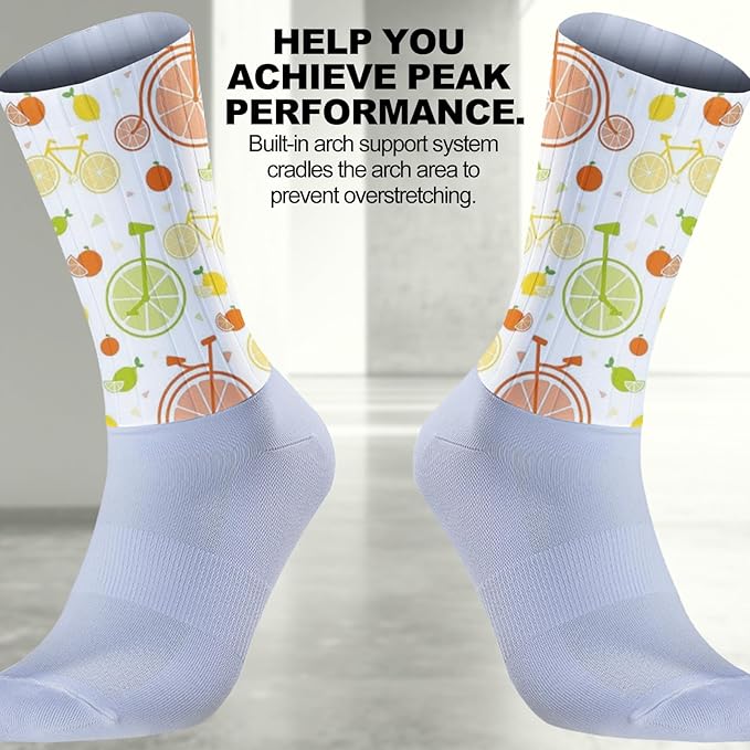Cycling Socks Athletic Crew Socks Breathable Cushioned Compression Running Hiking Socks For Mens Womens