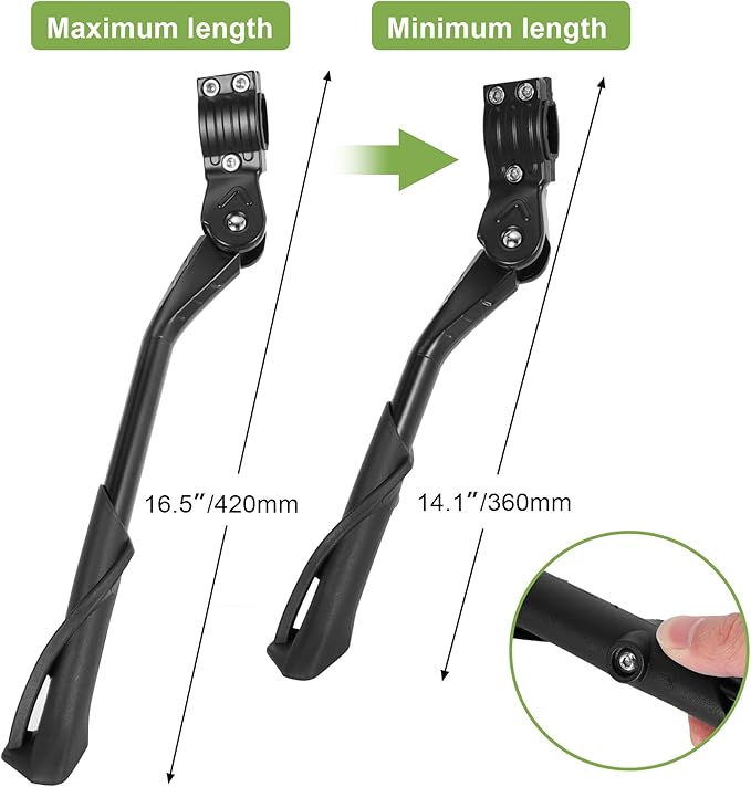 RUTU Bike Kickstand 24"-29",Adjustable Adult Bicycle Kickstand for Ebike,Mountain Bike,Fat Tire Bike,Heavy Bike Non-Slip Kick stand