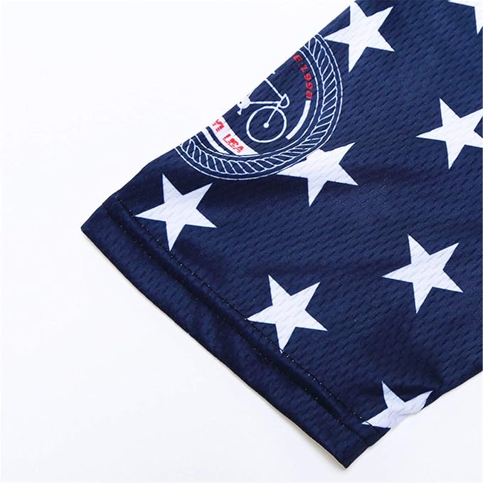 JPOJPO USA Cycling Jersey Men Short Sleeve Bike Shirts Biking Jersey Summer American Bicycle Tops with 3 Pockets Reflective