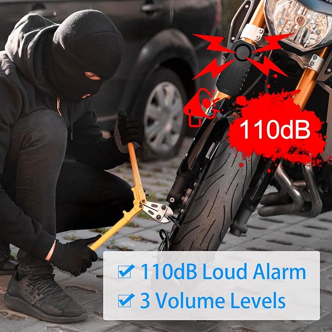 113dB Bike Alarms, Vibration Sensing Bike Alarm with Remote, Wireless Motorcycle Alarm for Electric Tricycle Mobility Scooter Vehicles Ebike for Cycling Security