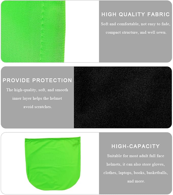 2 PCS Motorcycle Helmet Bag, Helmet Protection Drawstring Bag Made of Nylon Cloth, Large Capacity Helmet Storage Bag for Motorcycle Bicycle, Universal Motorcycle Accessories (Black+Green)