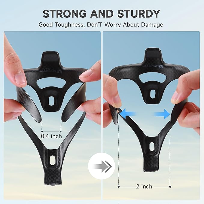 Ultra Light Carbon Fiber Bike Water Bottle Cage Holder for Road Bikes Mountain Gravel e Bike , for Diameter 70-74 mm Water Bottle, (Weight 16±2g) Black Matte