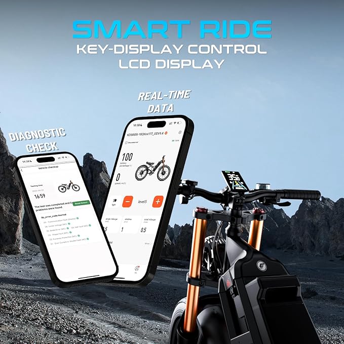 (2025 Version) Eahora Romeo Pro 2 4000W Dual Motor Ebike,46MPH 52V 70AH Battery 200Miles Long Range Ebike,Full Suspension 26'' Fat Tire Electric Bike for Adults with APP Control