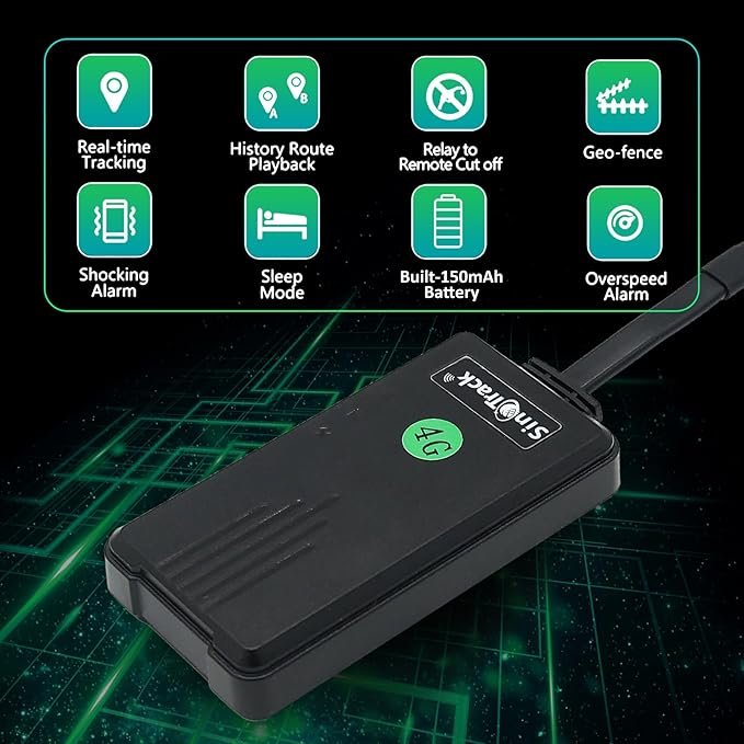 SinoTrack 4G GPS Tracker for Vehicles,ST-906L-SA Real Time Anti-Lost Alarm Locator with Relay Cut Engine Off GPS Tracking Device for Car Motorcycle Truck Taxi with Free APP