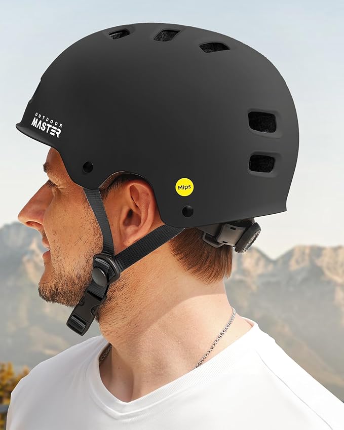 OutdoorMaster MIPS Skateboard Cycling Helmet for Adults - Lightweight, Ventilated Multi-Sport Helmet with Two Removable Liners for Scooter, Roller Skating, Inline Skating, Rollerblading