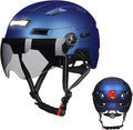 ILM Adult Bike Helmet with USB Rechargeable LED Front and Back Light Mountain&Road Bicycle Helmets for Men Women Removable Goggle Cycling Helmet E3-10L
