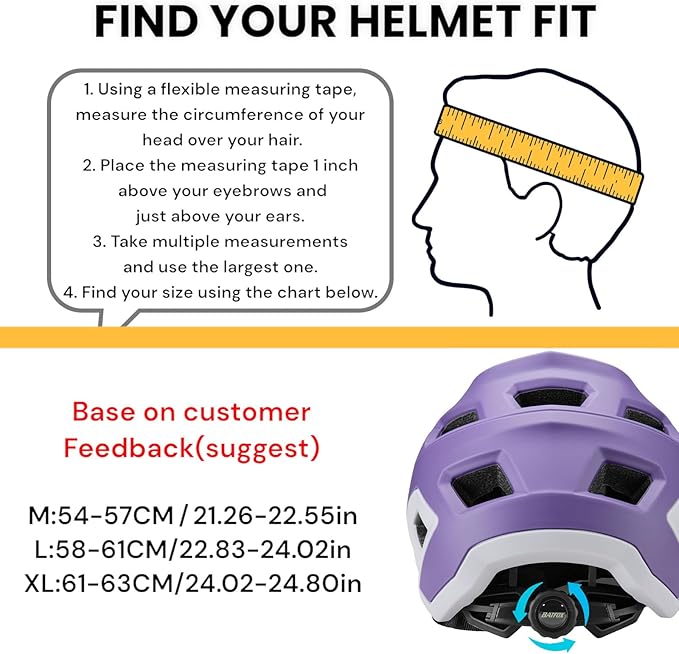 BATFOX Bike Helmet,Mountain Bike Helmet Helmets for Men Women Adults Youth