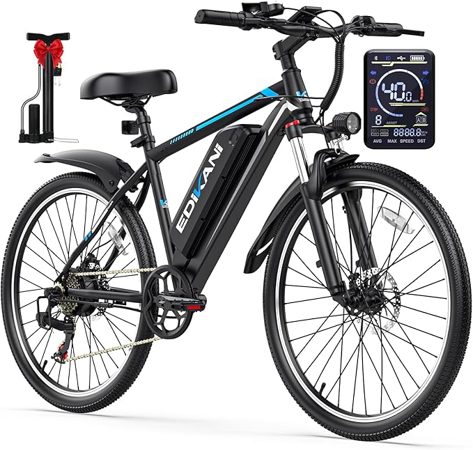 Electric Bike for Adults, Peak 1500W Ebike 26" Electric Mountain Bike 70 Miles Range, 648Wh Removable Battery, 40KMH Fast Commuter Electric Bicycle for Men, Lockable Front Suspension, 7-Speed Gears