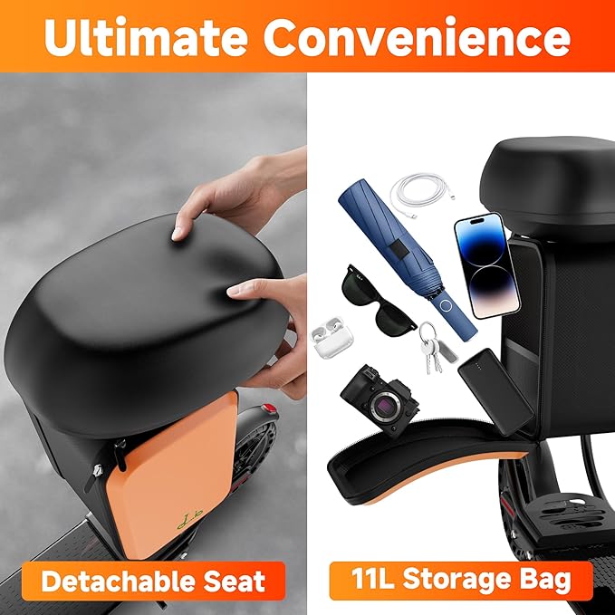 Folding Electric Scooter for Adults with Seat- 19MPH & 21-Mile Range, 350W Motor, 8.5" Solid Tires with App Control & Dual Brake System - UL2272 Certified Commuter E-Scooter