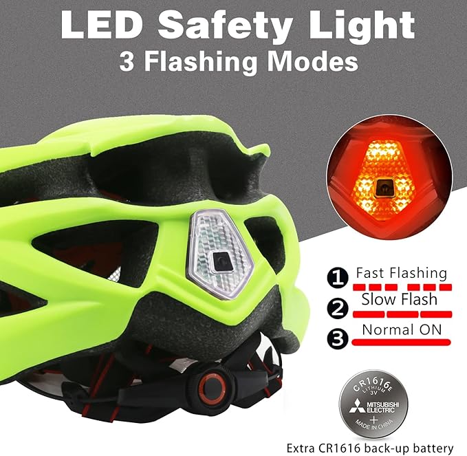 Bike Helmet Men Women, Shinmax Bicycle Helmet with Rear Light and Detachable Visor