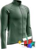 Men's Cycling Jersey Moisture Wicking Long Sleeve Full Zip Bike Road Riding Biking Shirts+ Cycling Glasses