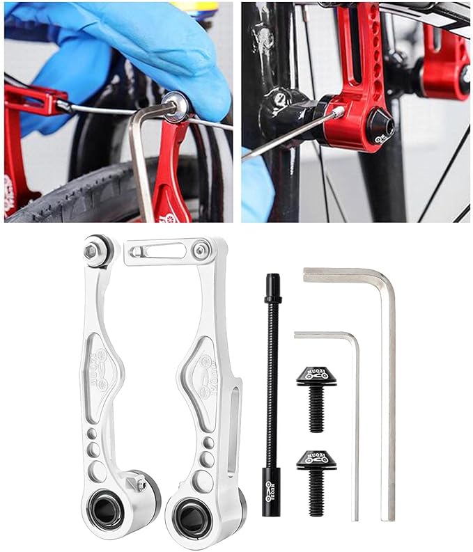 Linear Pull Bike V Brakes Front Rear Set Replacement Fit,Aluminum Alloy V-Type Bike Brake Set for Road Bike Bike BMX Repairing Accessories