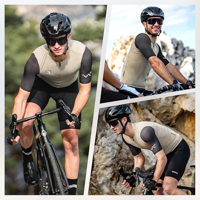 Santic Men's Cycling Jersey Short Sleeve Tops Pro Road Bike Shirt Full Zipper UPF 50+ Bicycle Jersey with Pockets