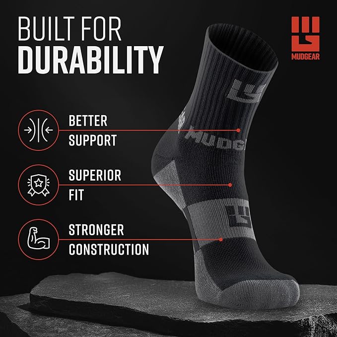 Crew Length Trail Running Socks, Quick-Drying Mid-Calf Socks with Arch Support, Sweat-Resistant, Breathable Athletic Socks