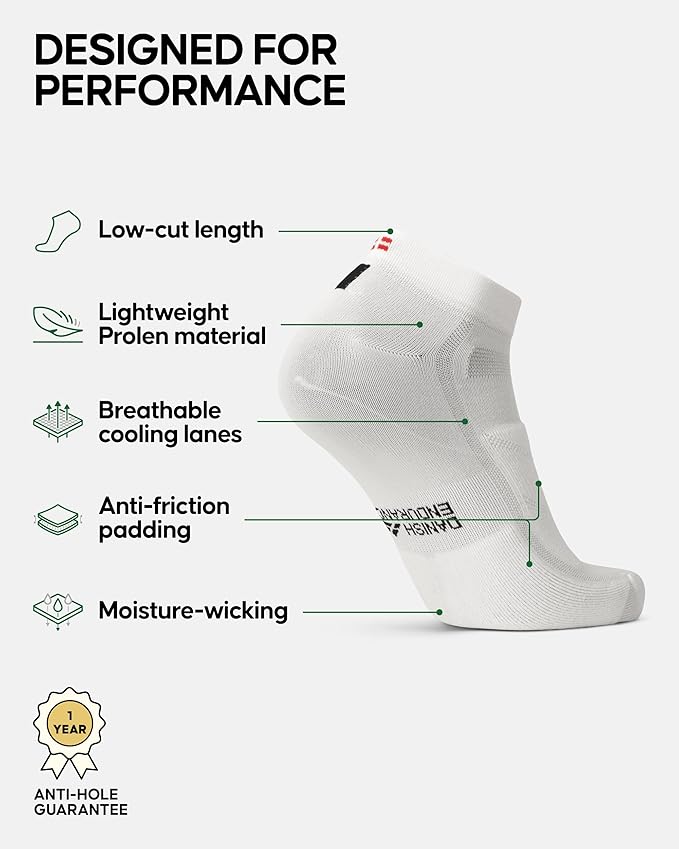 DANISH ENDURANCE Cycling Socks, Ankle Length, Breathable, Cushioned, Biking Socks for Men & Women, 3 Pack