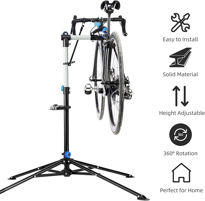 ROCKBROS Bike Repair Stand Bicycle Maintenance Rack Bike Stand for Maintenance Height Adjustable Foldable Bike Repair Mechanic Stand with Tool Tray for Mountain Road Bikes