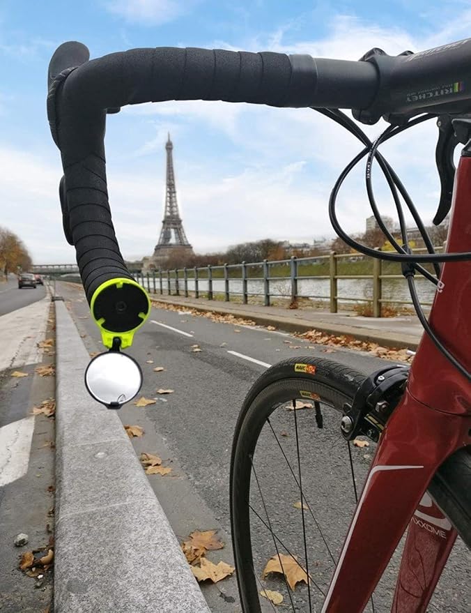 THE BEAM - CORKY DROP Bike Mirror - Folding Rear-view Handlebar Mirror - Convex Lens with 360-degree Rotation, Black