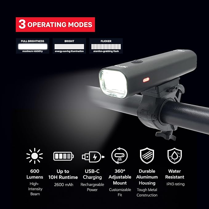 Bike Lights for Night Riding, Bicycle Lights Front and Rear, Light Bar for Ebike Headlight, Bicycle Headlight, LED Bike Lights, Back Tail Light Set, Rechargeable, Scooter Dirt BMX MTB Road