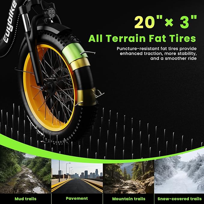 Folding Electric Bike for Adults and Seniors, 1000W Motor 48V 20AH Battery 30MPH 80 Miles, 20" Fat Tire All Terrain Ebike, 7-Speed Commuter E Bike, Step-Thru Electric Bicycle for Women and Teens