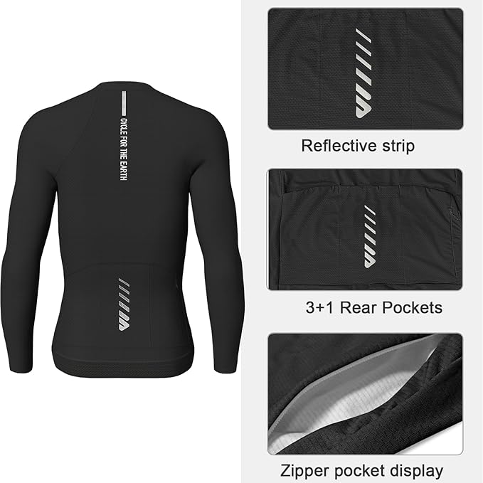 Lo.gas Cycling Jersey Men Short Sleeve, Road Bike Jerseys Full Zipper with Pockets, Bicycle Clothing Breathable Quick Dry
