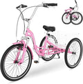 NAIZEA Folding Adult Tricycle - 7 Speed 20/24/26 Inch Folding Tricycle for Adult, 3 Wheel Bike, Foldable Trike with Large Basket/Low-Step Through for Men Women Senior
