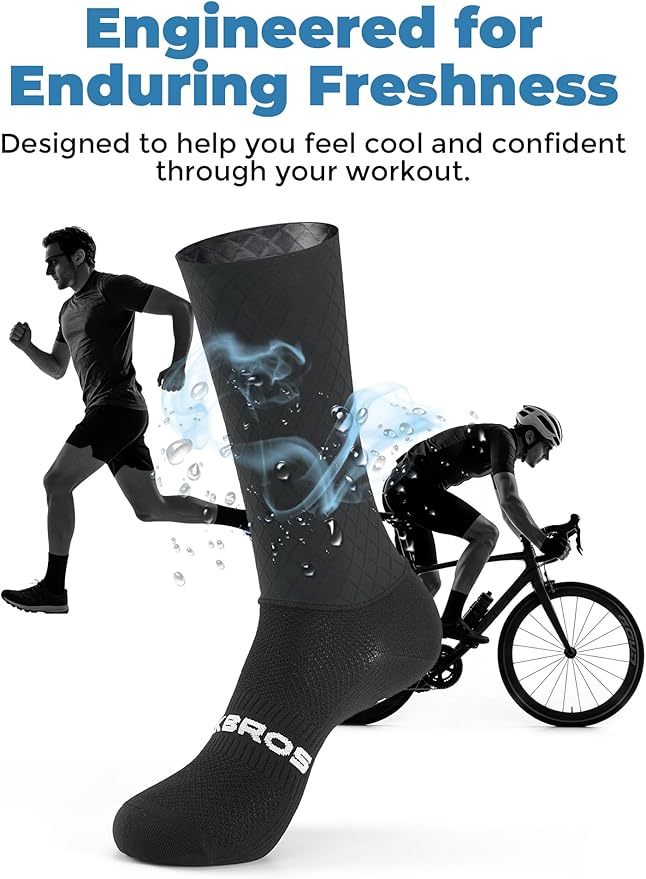 ROCKBROS Cycling Socks with Breathable Mesh, Moisture-Wicking & Odor-Resistant for Men & Women, Anti-Slip Silicone Grip