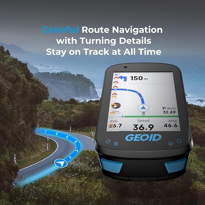 GEOID CC600 Color Screen Bike/Cycling Computer Wireless - Route Navigation with Re-Route Planing, WiFi & Bluetooth, Fast 5s GPS Positioning, with CS600 Cadence/Speed Sensor for Cycling