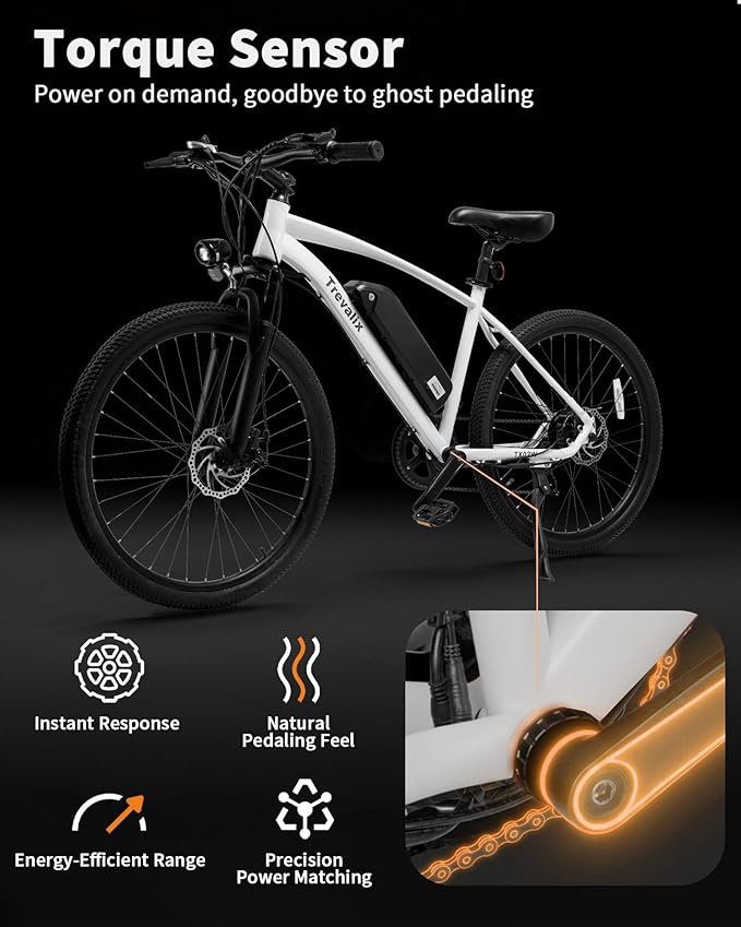 Electric Bike for Adults, 50/74 Miles 20 MPH Mountain EBike, Cadence/Torque Sensor with 500W Peak E Bike, 10.4/15.6Ah Removable Battery, 26“ Puncture-resistant Tires bike with Shimano 6-Speed