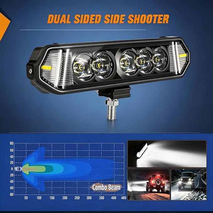 YCHOW-TECH Side Shooter LED Light Bar 2PCS 7 Inch LED Cube Pods Wiring Harness Kit Spot Flood Combo Off Road Driving Light Cube Super Bright Backup Work Lamp for ATV UTV Truck Boat Tractor
