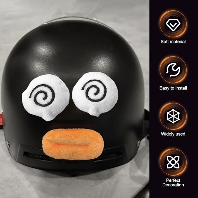 Cute Plush Helmet Decoration Decal, Funny Expressions Helmet Sticker, Self-Adhesive Motorcycle Helmets Accessories, Universal for Motorcycle/Electric Scooter Helmets (Style 3)