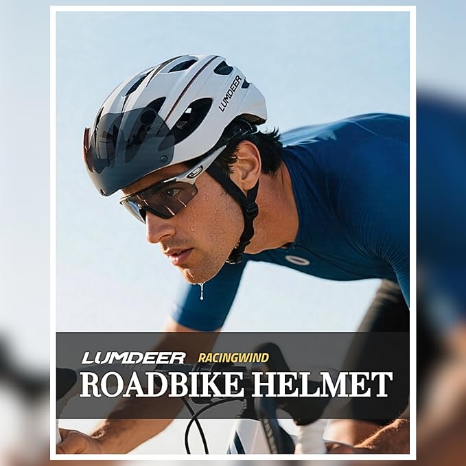 Lumdeer RC1 Bike Helmet for Adults - Superior 24 Airflow Road Cycling Bicycle Helmet Lightweight, USB Rechargeable Light, Ajustable Dial &Strap, Magnetic Goggles or Visor