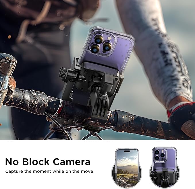 Miracase Bike Phone Holder, [Support Video Recording] Motorcycle Phone Mount, [Quick Lock] Bicycle Phone Mount Handlebar Cell Phone Clamp for Scooter, Friendly Compatible with iPhone Samsung