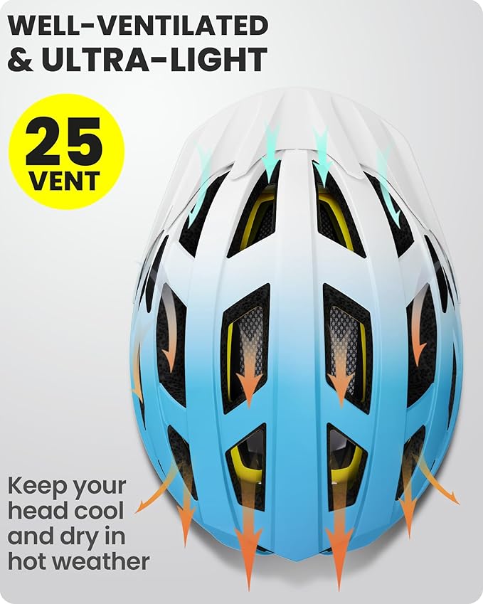 OutdoorMaster Gem Recreational MIPS Cycling Helmet - Two Removable Liners & Ventilation in Multi-Environment - Bike Helmet in Mountain, Motorway for Youth & Adult