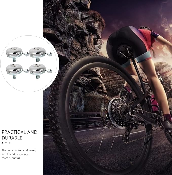 BESTonZON 4pcs Vintage Bike Bells Set 58mm Iron Retro Bicycle Handlebar Ring Bells for Mountain and Road Bikes, Loud Sound Cycling Accessories for Adults