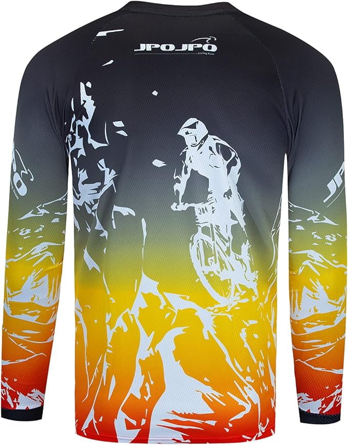 JPOJPO Men's Mountain Bike Jersey Long Sleeve MTB Off-Road Racing Downhill Motocross Shirts Quick Dry&Moisture-Wicking Tops
