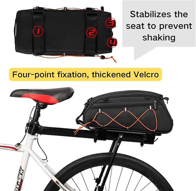 Bike Rack bag Bicycle Frame Bag Trunk Rear Rack Bag Bike Accessories shoulder bag large capacity Waterproof Reflective Bicycle Saddle Panniers for riding green