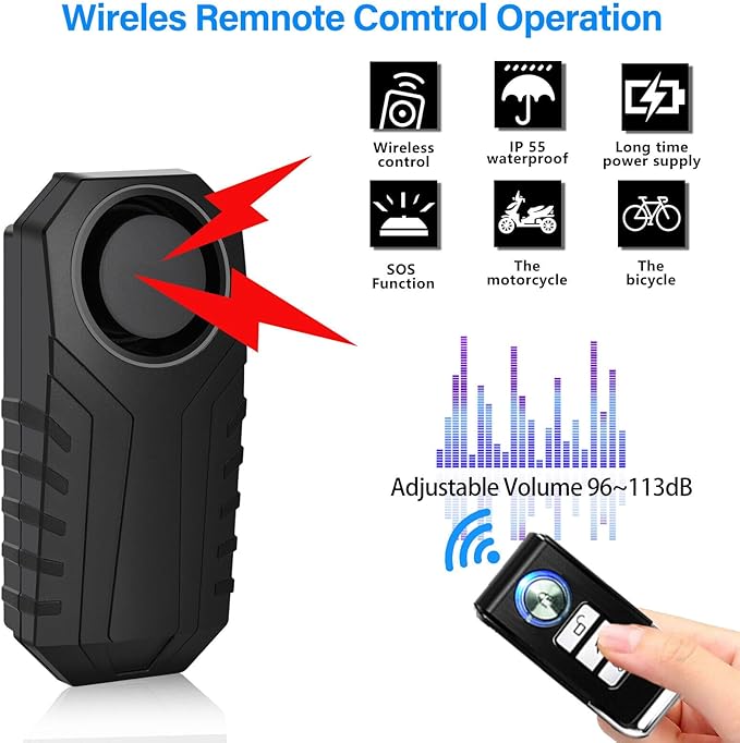 Bicycle Alarm System Anti Theft,USUPERINK Bike Alarms for Ebikes,113dB Bike Alarm,IP65 Waterproof,7 Levels of Sensitivity Adjustment,Suitable for Bicycles,Motorcycles,Electric Scooters,Ebike,8PK
