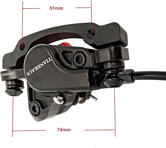 Mountain Bike Hydraulic Brake and Lever - Left Front 850mm Adapter Aluminum Alloy Hydraulic Bike Brakes, is/PM Adapter, Resin Pads, Black (is/PM)