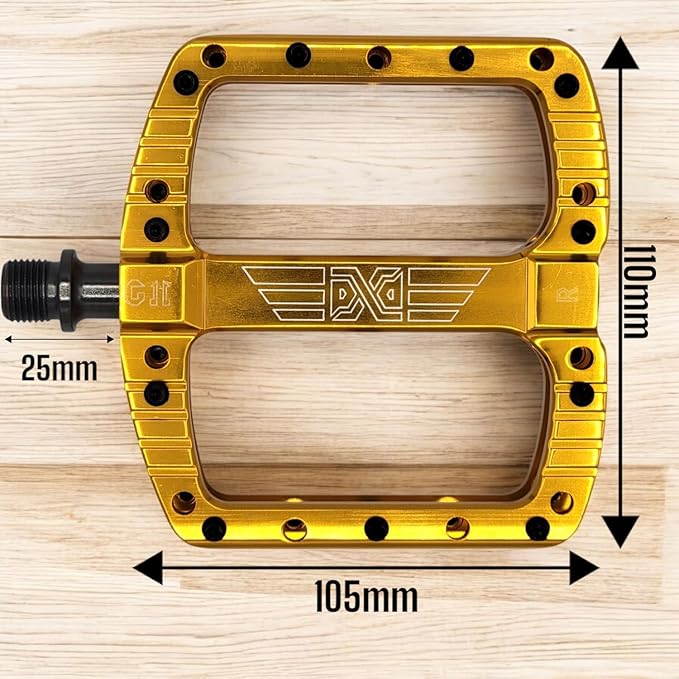 PDX G11 Mountain Bike Pedal MTB Pedal Large Concave Platform Machined Aluminum Polished Bicycle Non-Slip Pedals 9/16 Chromoly Spindle Smooth Ball Bearings