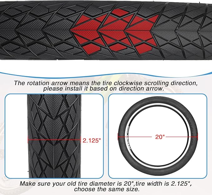MEGHNA Bike Tire 20/24/26/27.5 inch Foldable Replacement Cruiser Bike Tire Mountain Bike Groove Anti-Slip with Tire Lever for Kids Hybrid Bike