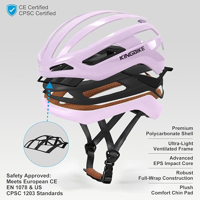 KINGBIKE Bike Helmet for Adult Men Women Youth Road Commute Mountain Cycling Helmets with Replaceable Padding Lightweight 2 Sizes 20.4"-24"(52-61cm)