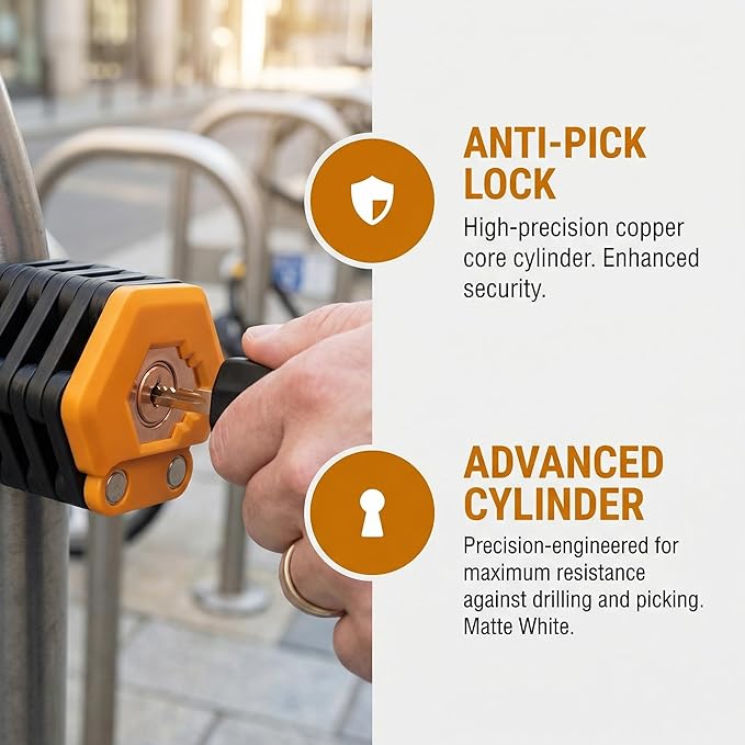Titanguard Pro Bike Lock Klyra Bike Locks Heavy Duty Anti Theft Bike Chian Locks with Bracket High Security Scooter Locks Chain for Motorcycle E‑Scooter (2PCS)