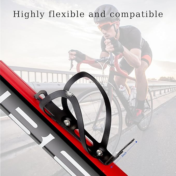 Bike Water Bottle Holder, Water Bottle Holder for Bike Aluminum Alloy, Universal Bike Water Bottle Cage for Road, Mountain and Gravel Bikes (Black)