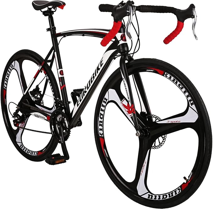 EUROBIKE Road Bike 700C Wheels 21 Speed Dual Disc Brake Bicycle 54cm Frame Bicycle for Men