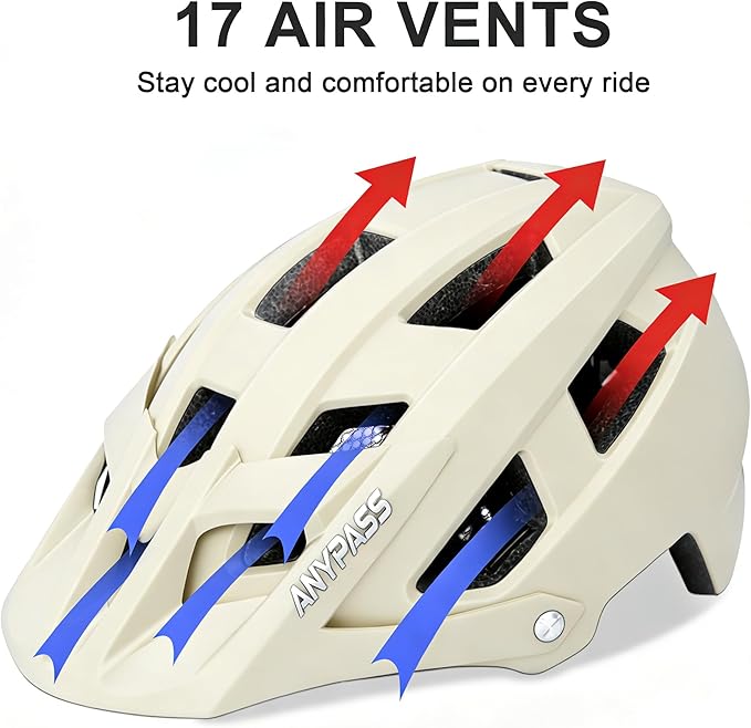 Mountain Bike Helmet Adult Men Women - Ultra Comfort, Super Lightweight Bicycle Helmets, MTB Cycling Gear Biking Accessories with Adjustable Fit & Removable Sun Visor