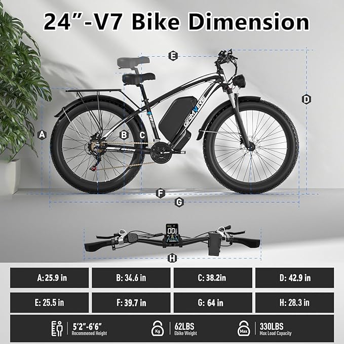 Ebike for Adults Electric, 52V 19.2Ah/32Ah, Peak 2000W/2500W E-Bike, 36/40MPH, 70 Miles/100Miles, Hydraulic Disc Brake, Off Road Snow Mountain E-Bike, 24"/26" Fat Tire Electric Bicycle UL2849 by SGS