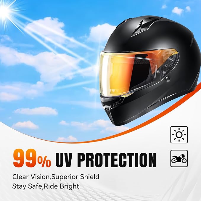 LKV HJ-34P Helment Visor Replacement - HJC C10 Motocycle Helmet Visor UV Protection Face Shield Compatible With HJ34P HJC C10 (Aurora Red)