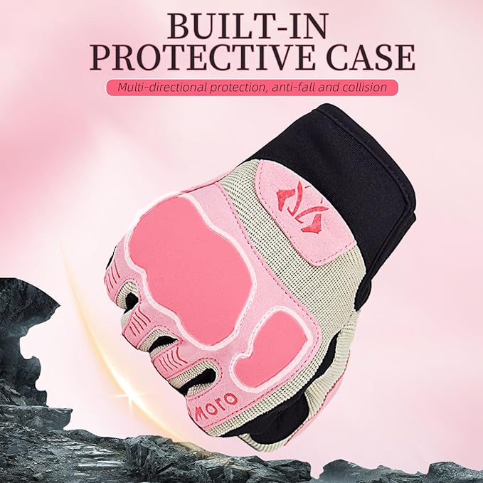 Summer Breathable Pink Motorcycle Gloves for Women,Touchscreen Motorbike Gloves Anti-Slip for Lady,MX ATV MTB Cycling, Road Racing Biker Glove
